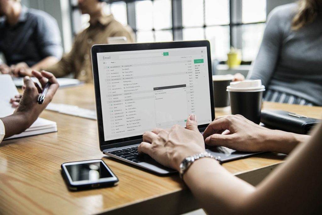 Checking email on a laptop computer